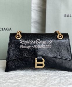 Replica Balenciaga Crush Small Chain Bag In Black Crushed Calfskin 716 2