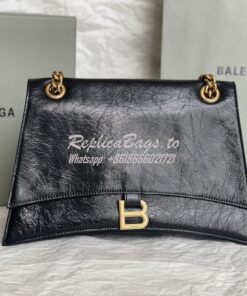 Replica Balenciaga Crush Medium Chain Bag In Black Crushed Calfskin 71 2
