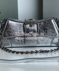 Replica Balenciaga Lindsay Small Shoulder Bag With Strap in Metallic C 2