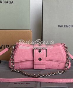 Replica Balenciaga Lindsay Small Shoulder Bag With Strap in Crocodile