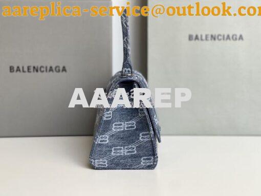 Replica Balenciaga Hourglass Top Handle Bag BB Monogram Bleached Denim 5