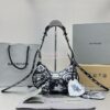 Replica Balenciaga Hourglass Top Handle Bag BB Monogram Bleached Denim 22