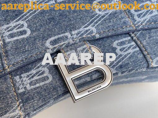 Replica Balenciaga Hourglass Top Handle Bag BB Monogram Bleached Denim 19