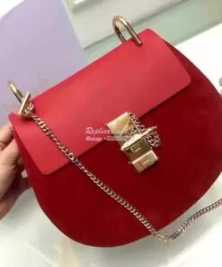 Replica Chloe Drew Shoulder bag Smooth and Suede Calfskin Red 2