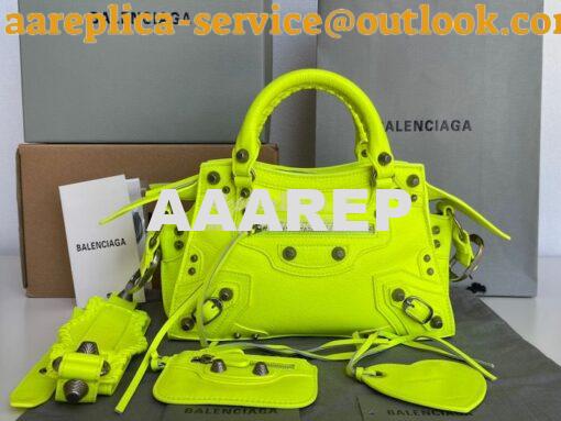 Replica Balenciaga Neo Cagole XS Handbag in Neon Yellow Arena Lambskin