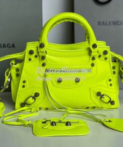 Replica Balenciaga Neo Cagole XS Handbag in Neon Yellow Arena Lambskin 2