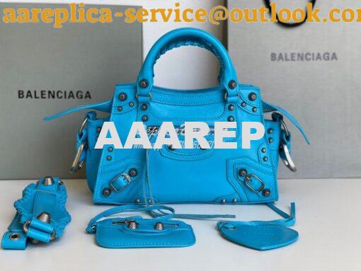 Replica Balenciaga Neo Cagole XS Handbag in Blue Arena Lambskin 700940 2