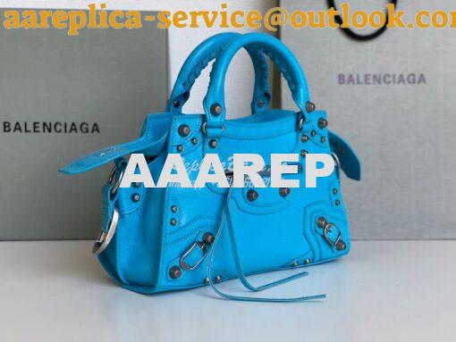 Replica Balenciaga Neo Cagole XS Handbag in Blue Arena Lambskin 700940 3