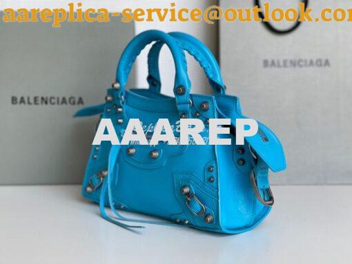 Replica Balenciaga Neo Cagole XS Handbag in Blue Arena Lambskin 700940 4