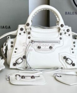 Replica Balenciaga Neo Cagole XS Handbag in White Arena Lambskin 70094