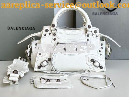 Replica Balenciaga Neo Cagole XS Handbag in White Arena Lambskin 70094