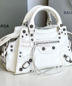 Replica Balenciaga Neo Cagole XS Handbag in White Arena Lambskin 70094 2