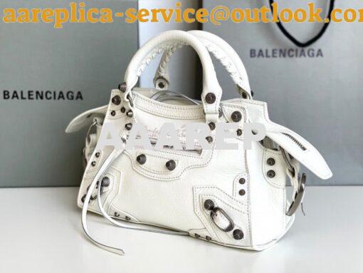 Replica Balenciaga Neo Cagole XS Handbag in White Arena Lambskin 70094 3