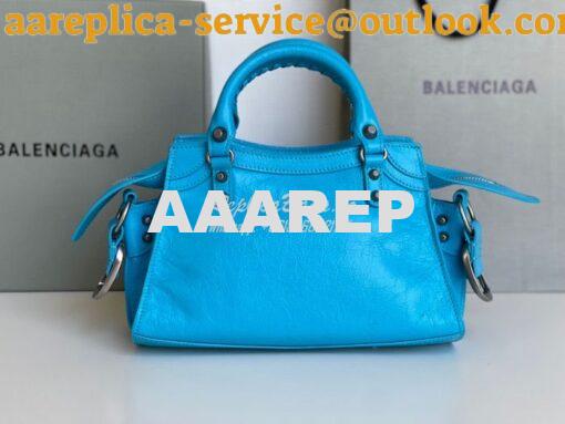 Replica Balenciaga Neo Cagole XS Handbag in Blue Arena Lambskin 700940 10