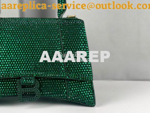 Replica Balenciaga Hourglass Top Handle Bag in Green Suede Calfskin wi 3