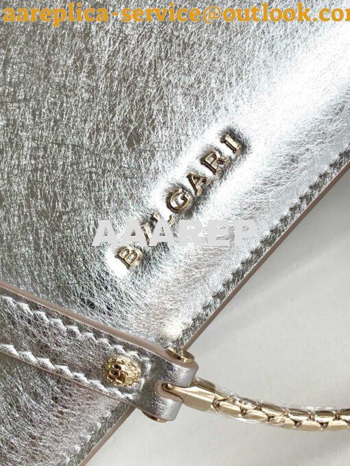 Replica Bvlgari Serpenti Forever Top Handle Silver Striated Leather 29 5