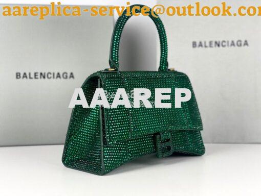 Replica Balenciaga Hourglass Top Handle Bag in Green Suede Calfskin wi 4