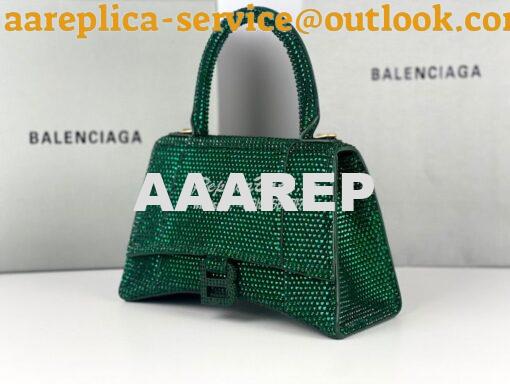 Replica Balenciaga Hourglass Top Handle Bag in Green Suede Calfskin wi 5