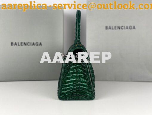 Replica Balenciaga Hourglass Top Handle Bag in Green Suede Calfskin wi 7