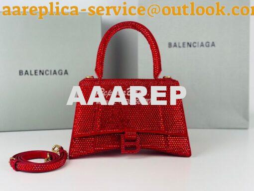Replica Balenciaga Hourglass Top Handle Bag in Red Suede Calfskin with 2