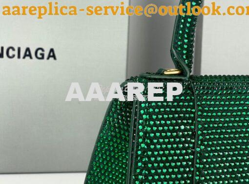 Replica Balenciaga Hourglass Top Handle Bag in Green Suede Calfskin wi 8