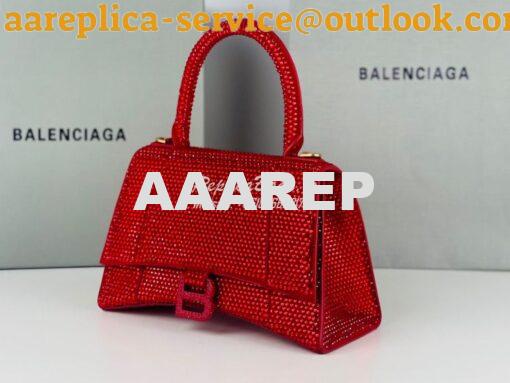 Replica Balenciaga Hourglass Top Handle Bag in Red Suede Calfskin with 4