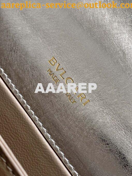Replica Bvlgari Serpenti Forever Top Handle Silver Striated Leather 29 9