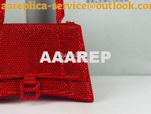 Replica Balenciaga Hourglass Top Handle Bag in Red Suede Calfskin with 5