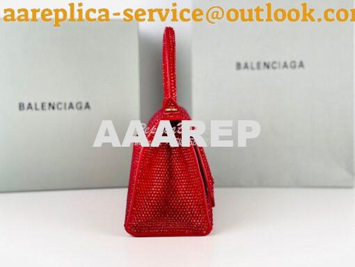 Replica Balenciaga Hourglass Top Handle Bag in Red Suede Calfskin with 6