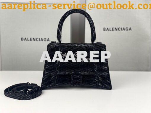 Replica Balenciaga Hourglass Top Handle Bag in Black Suede Calfskin wi 2