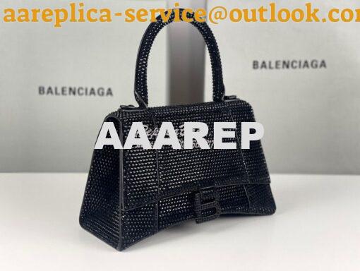 Replica Balenciaga Hourglass Top Handle Bag in Black Suede Calfskin wi 3