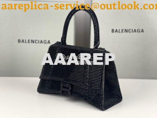 Replica Balenciaga Hourglass Top Handle Bag in Black Suede Calfskin wi 4