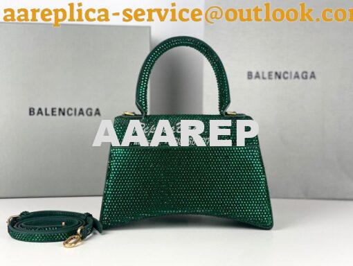 Replica Balenciaga Hourglass Top Handle Bag in Green Suede Calfskin wi 14