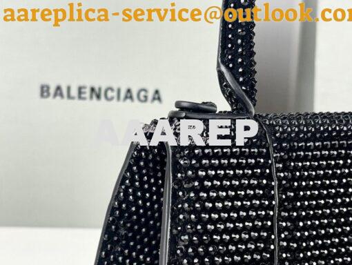 Replica Balenciaga Hourglass Top Handle Bag in Black Suede Calfskin wi 8