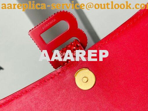 Replica Balenciaga Hourglass Top Handle Bag in Red Suede Calfskin with 13