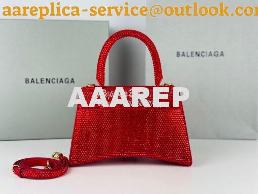 Replica Balenciaga Hourglass Top Handle Bag in Red Suede Calfskin with 15