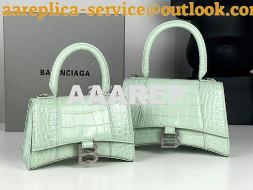 Replica Balenciaga Hourglass Top Handle Bag In Shiny Crocodile Embosse