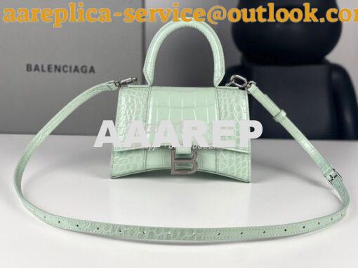 Replica Balenciaga Hourglass Top Handle Bag In Shiny Crocodile Embosse 3