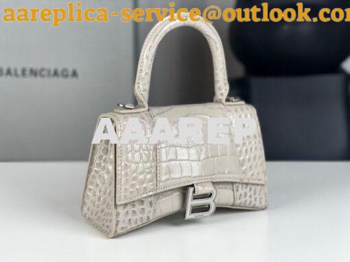 Replica Balenciaga Hourglass Top Handle Bag In Shiny Crocodile Embosse 5