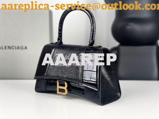 Replica Balenciaga Hourglass XS S Top Handle Handbag In Calfskin Croco 3
