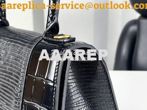 Replica Balenciaga Hourglass XS S Top Handle Handbag In Calfskin Croco 9
