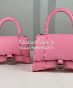 Replica Balenciaga Hourglass XS S Top Handle Handbag In Pink Denim 593