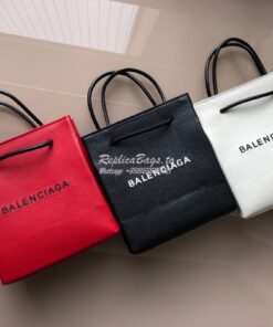 Replica Balenciaga Printed Textured-Leather Shopping Tote XXS White