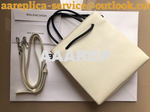 Replica Balenciaga Printed Textured-Leather Shopping Tote XXS White 3