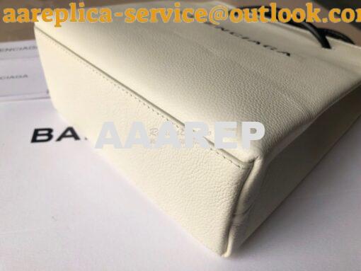 Replica Balenciaga Printed Textured-Leather Shopping Tote XXS White 4