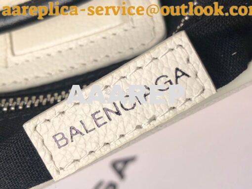 Replica Balenciaga Printed Textured-Leather Shopping Tote XXS White 8