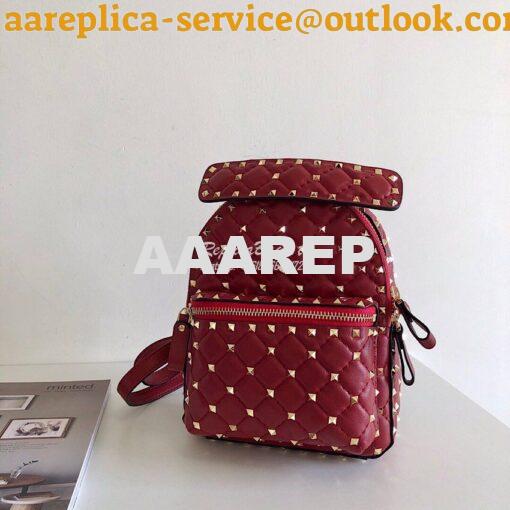 Replica Valentino Garavani Rockstud Spike Mini Leather Backpack Red 3