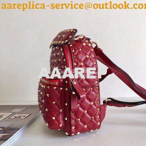 Replica Valentino Garavani Rockstud Spike Mini Leather Backpack Red 4