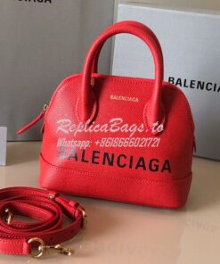 Replica Balenciaga Ville Top Handle Bag In Red Small Grain Calfskin 55
