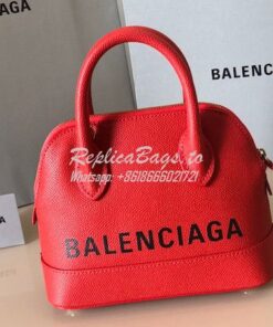 Replica Balenciaga Ville Top Handle Bag In Red Small Grain Calfskin 55 2
